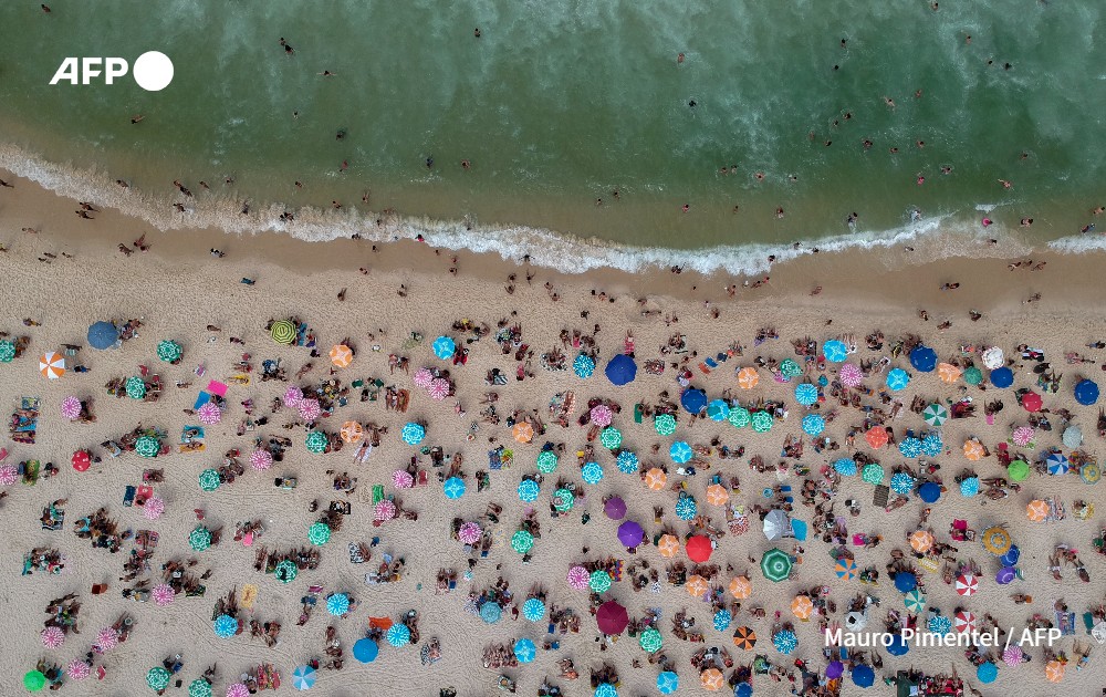 Aerial view of people on the beach